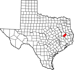 Karte von Trinity County innerhalb von Texas