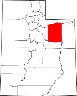 Karte von Duchesne County innerhalb von Utah