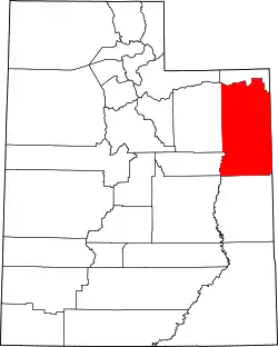 Karte von Uintah County innerhalb von Utah