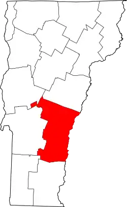 Karte von Windsor County innerhalb von Vermont