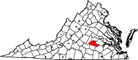 Karte von Amelia County innerhalb von Virginia