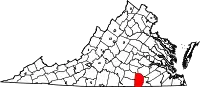 Karte von Brunswick County innerhalb von Virginia