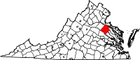 Karte von Caroline County innerhalb von Virginia