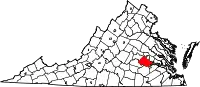 Karte von Chesterfield County innerhalb von Virginia