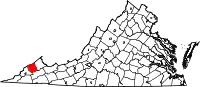 Karte von Dickenson County innerhalb von Virginia