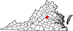 Karte von Fluvanna County innerhalb von Virginia