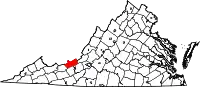 Karte von Giles County innerhalb von Virginia