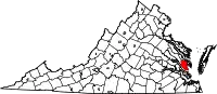 Karte von Gloucester County innerhalb von Virginia