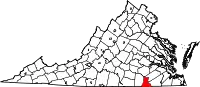 Karte von Greensville County innerhalb von Virginia