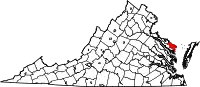 Karte von Northumberland County innerhalb von Virginia