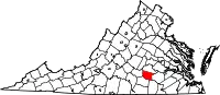 Karte von Nottoway County innerhalb von Virginia