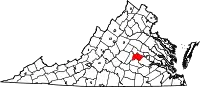 Karte von Powhatan County innerhalb von Virginia