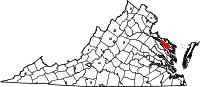 Karte von Richmond County innerhalb von Virginia