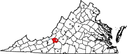 Karte von Roanoke County innerhalb von Virginia