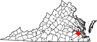 Karte von Surry County innerhalb von Virginia