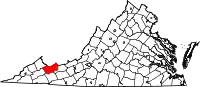 Karte von Tazewell County innerhalb von Virginia