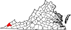 Karte von Wise County innerhalb von Virginia