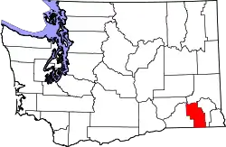 Karte von Columbia County innerhalb von Washington