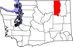Karte von Ferry County innerhalb von Washington