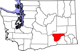 Karte von Franklin County innerhalb von Washington