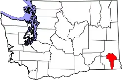 Karte von Garfield County innerhalb von Washington