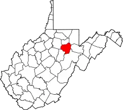 Karte von Barbour County innerhalb von West Virginia