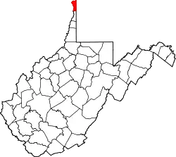 Karte von Hancock County innerhalb von West Virginia