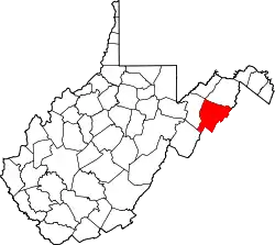 Karte von Hardy County innerhalb von West Virginia