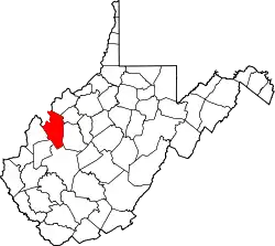 Karte von Jackson County innerhalb von West Virginia