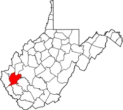 Karte von Lincoln County innerhalb von West Virginia