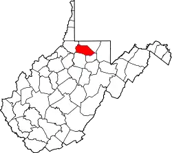 Karte von Marion County innerhalb von West Virginia