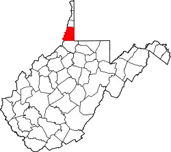 Karte von Marshall County innerhalb von West Virginia