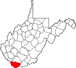 Karte von McDowell County innerhalb von West Virginia
