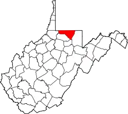 Karte von Monongalia County innerhalb von West Virginia