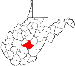 Karte von Nicholas County innerhalb von West Virginia