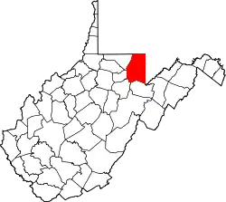 Karte von Preston County innerhalb von West Virginia