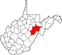Karte von Randolph County innerhalb von West Virginia