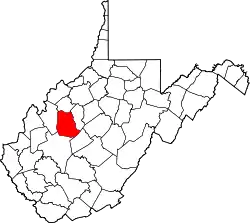 Karte von Roane County innerhalb von West Virginia