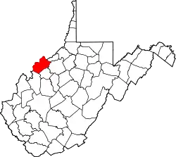 Karte von Wood County innerhalb von West Virginia