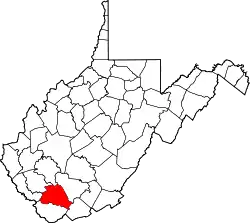 Karte von Wyoming County innerhalb von West Virginia