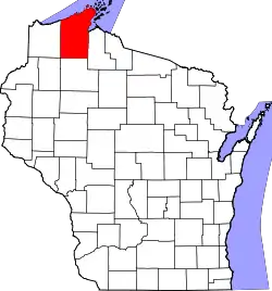 Karte von Bayfield County innerhalb von Wisconsin