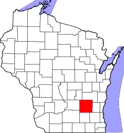 Karte von Dodge County innerhalb von Wisconsin