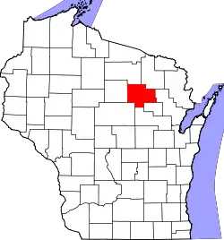 Karte von Langlade County innerhalb von Wisconsin