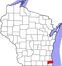 Karte von Racine County innerhalb von Wisconsin