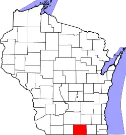 Karte von Rock County innerhalb von Wisconsin