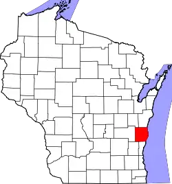 Karte von Sheboygan County innerhalb von Wisconsin