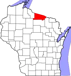 Karte von Vilas County innerhalb von Wisconsin