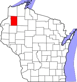 Karte von Washburn County innerhalb von Wisconsin