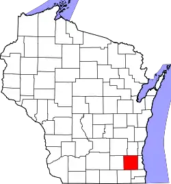 Karte von Waukesha County innerhalb von Wisconsin