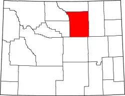 Karte von Johnson County innerhalb von Wyoming